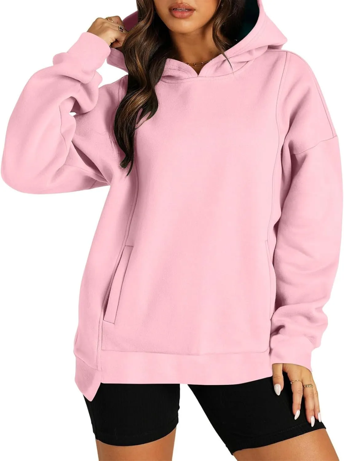 Gumipy Hoodies for Women Fleece Long Sleeve Oversized Sweatshirt Hoodie Y2K Irregular Hem Pullover Winter Coat with Pockets