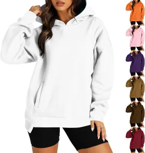 Gumipy Hoodies for Women Fleece Long Sleeve Oversized Sweatshirt Hoodie Y2K Irregular Hem Pullover Winter Coat with Pockets