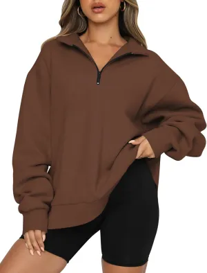 Half Zip Oversized Sweatshirt for Women Quarter Zip Hoodie Pullover Long Sleeve Sweater Teen Girls Fall Y2K Clothes