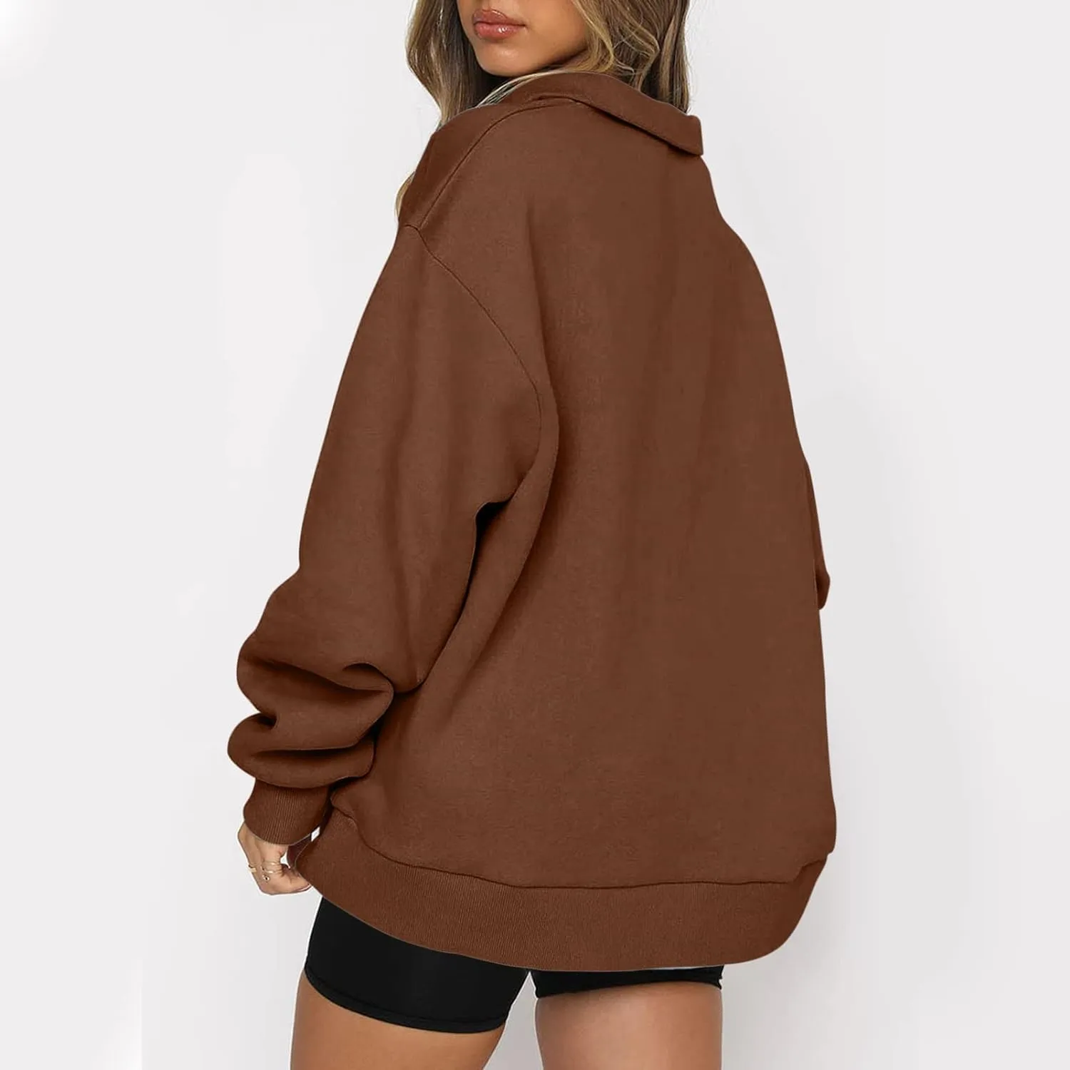 Half Zip Oversized Sweatshirt for Women Quarter Zip Hoodie Pullover Long Sleeve Sweater Teen Girls Fall Y2K Clothes