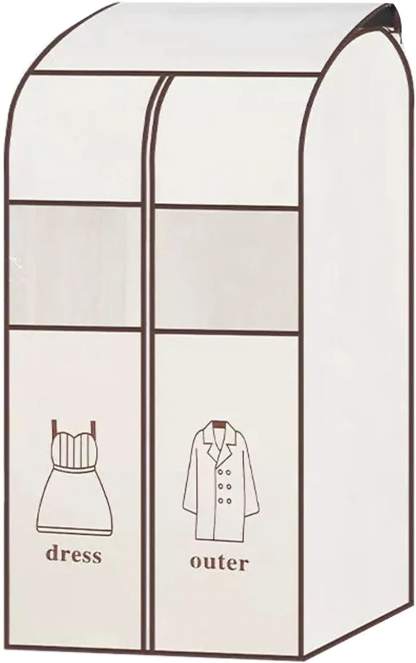 Hanging Garment Bag, Plastic Clothes Covers with Zipper, Transparent PVC Window, Suitable for Wardrobe, Sweater, Suit(50x52x90cm x20x35in)