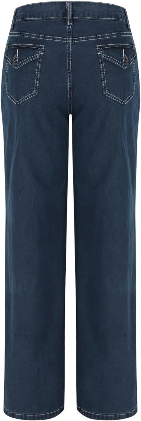 High Waisted Jeans for Women Straight Leg Denim Pants Wide Leg Jeans High Rise Baggy Pant with Pocket Y2K Streetwear