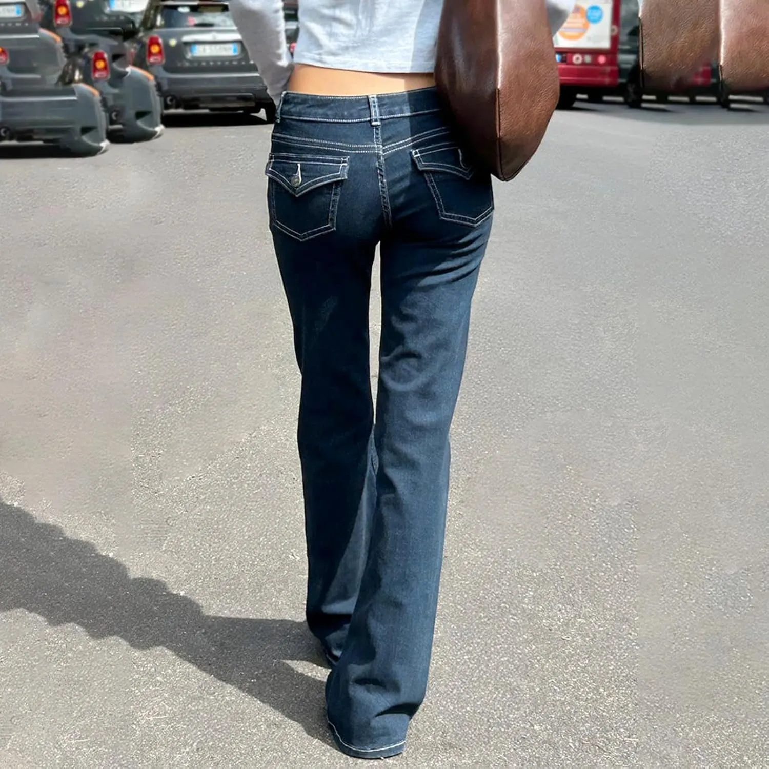 High Waisted Jeans for Women Straight Leg Denim Pants Wide Leg Jeans High Rise Baggy Pant with Pocket Y2K Streetwear