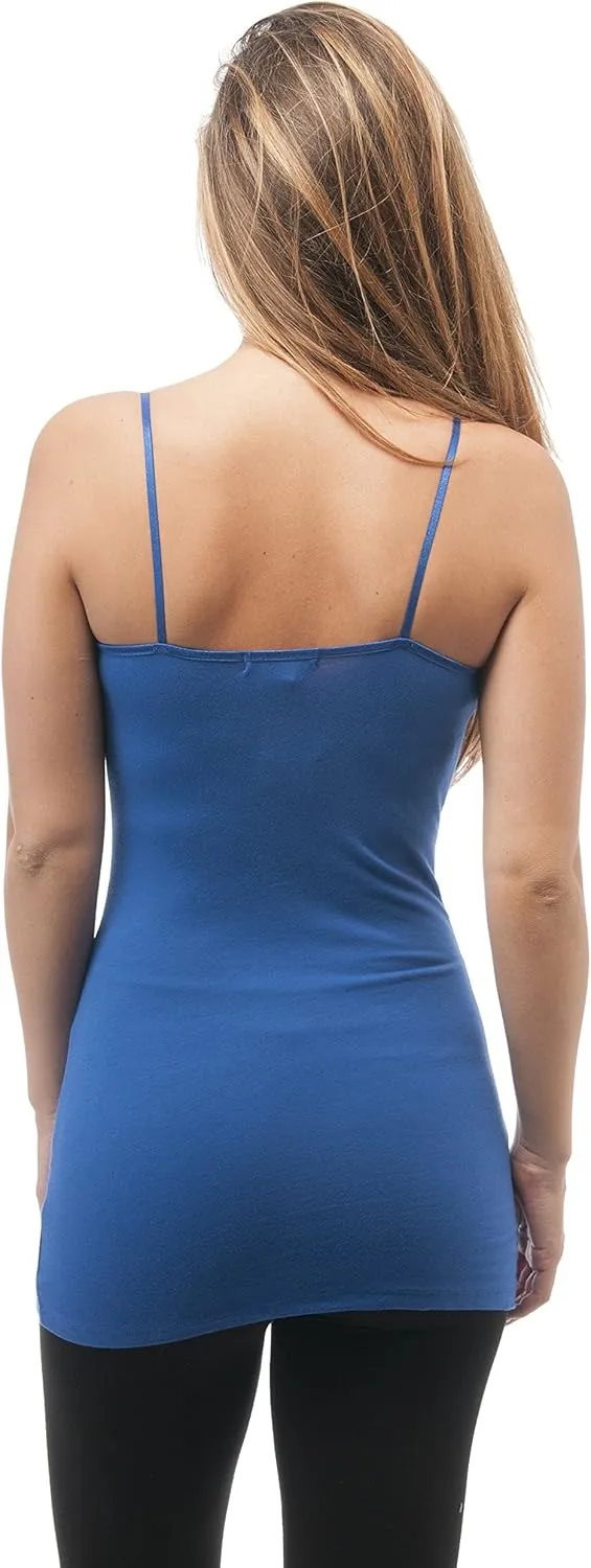 Hollywood Star Fashion Plain Long Spaghetti Strap Tank Top Camis Basic Camisole Cotton