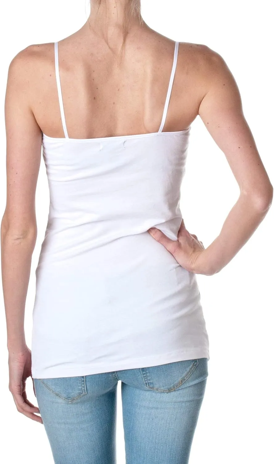 Hollywood Star Fashion Plain Long Spaghetti Strap Tank Top Camis Basic Camisole Cotton