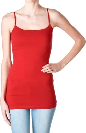 Hollywood Star Fashion Plain Long Spaghetti Strap Tank Top Camis Basic Camisole Cotton