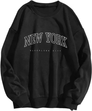 iLH Womens Oversized Hoodies Letter Printed Solid Color No Hood Pullover Sweatshirts For Women Streetwear Leisure Hoodies