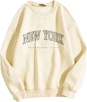 iLH Womens Oversized Hoodies Letter Printed Solid Color No Hood Pullover Sweatshirts For Women Streetwear Leisure Hoodies