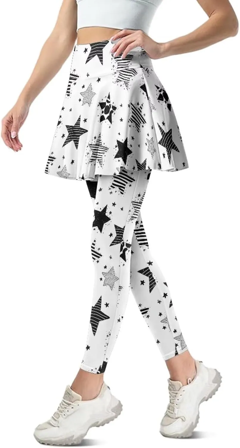 Irisjudy Yoga Legging with Skirts Women Forest Red Mushroom Tennis Pants Leggings Skirts Hawaii Sea Turtle Workout Leggings