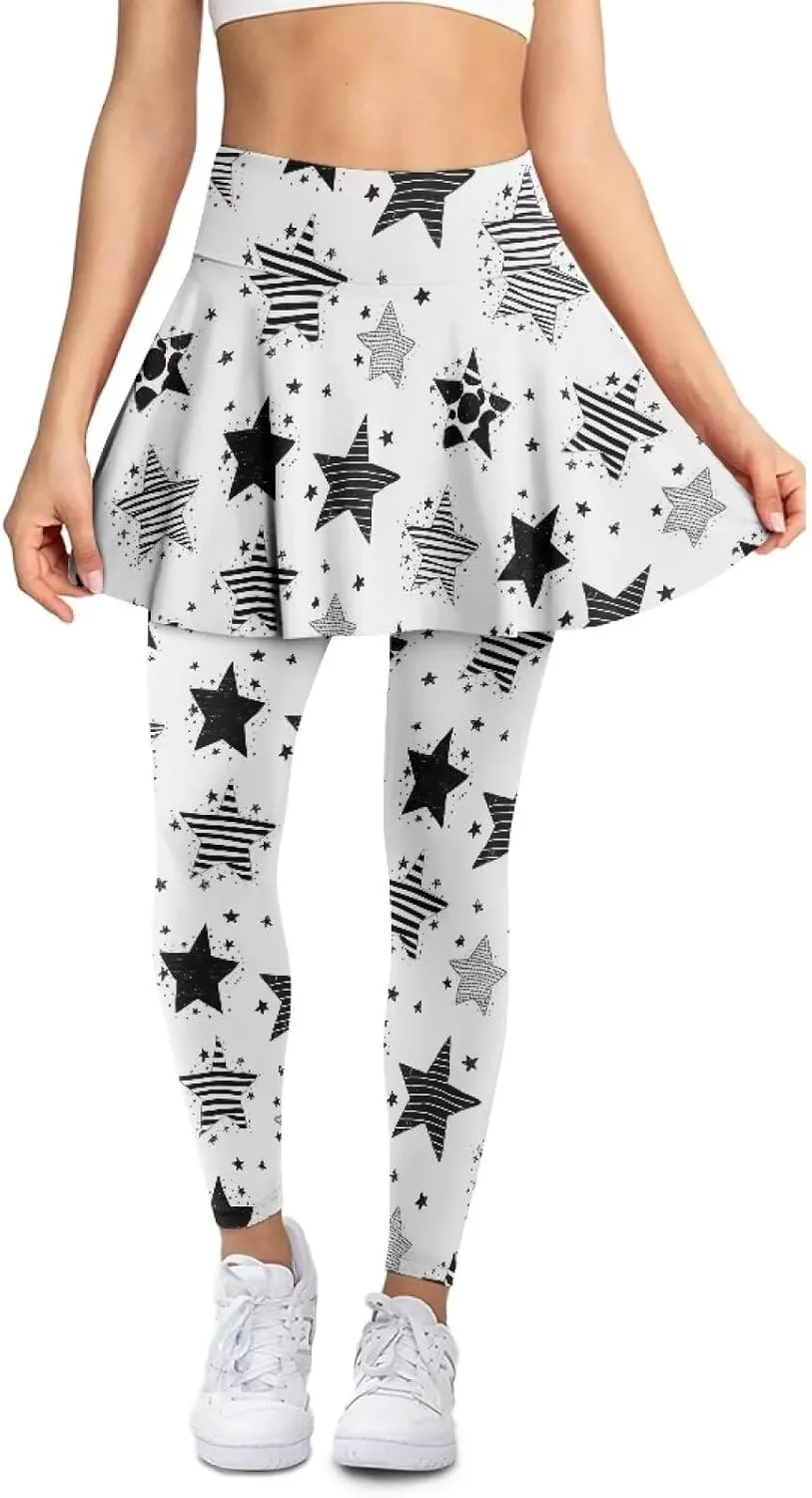 Irisjudy Yoga Legging with Skirts Women Forest Red Mushroom Tennis Pants Leggings Skirts Hawaii Sea Turtle Workout Leggings