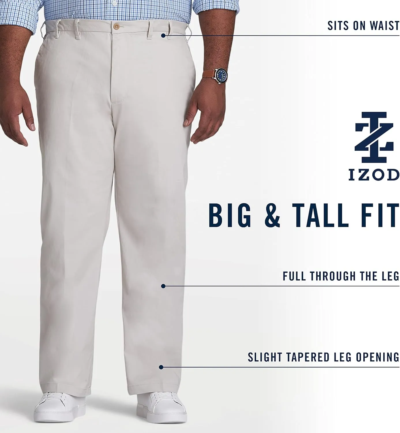 IZOD Men's Big and Tall Performance Stretch Flat Front Pant