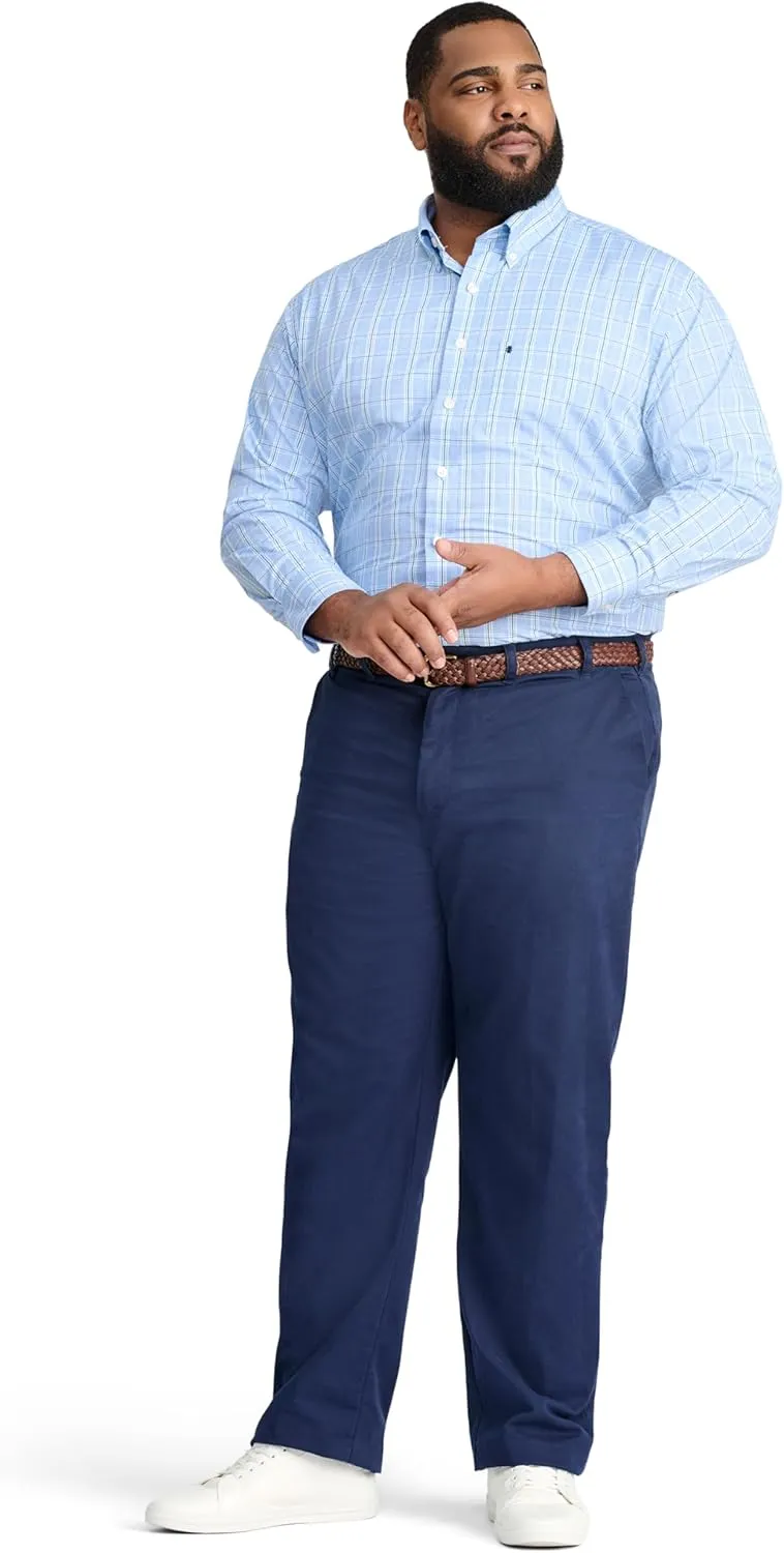 IZOD Men's Big and Tall Performance Stretch Flat Front Pant