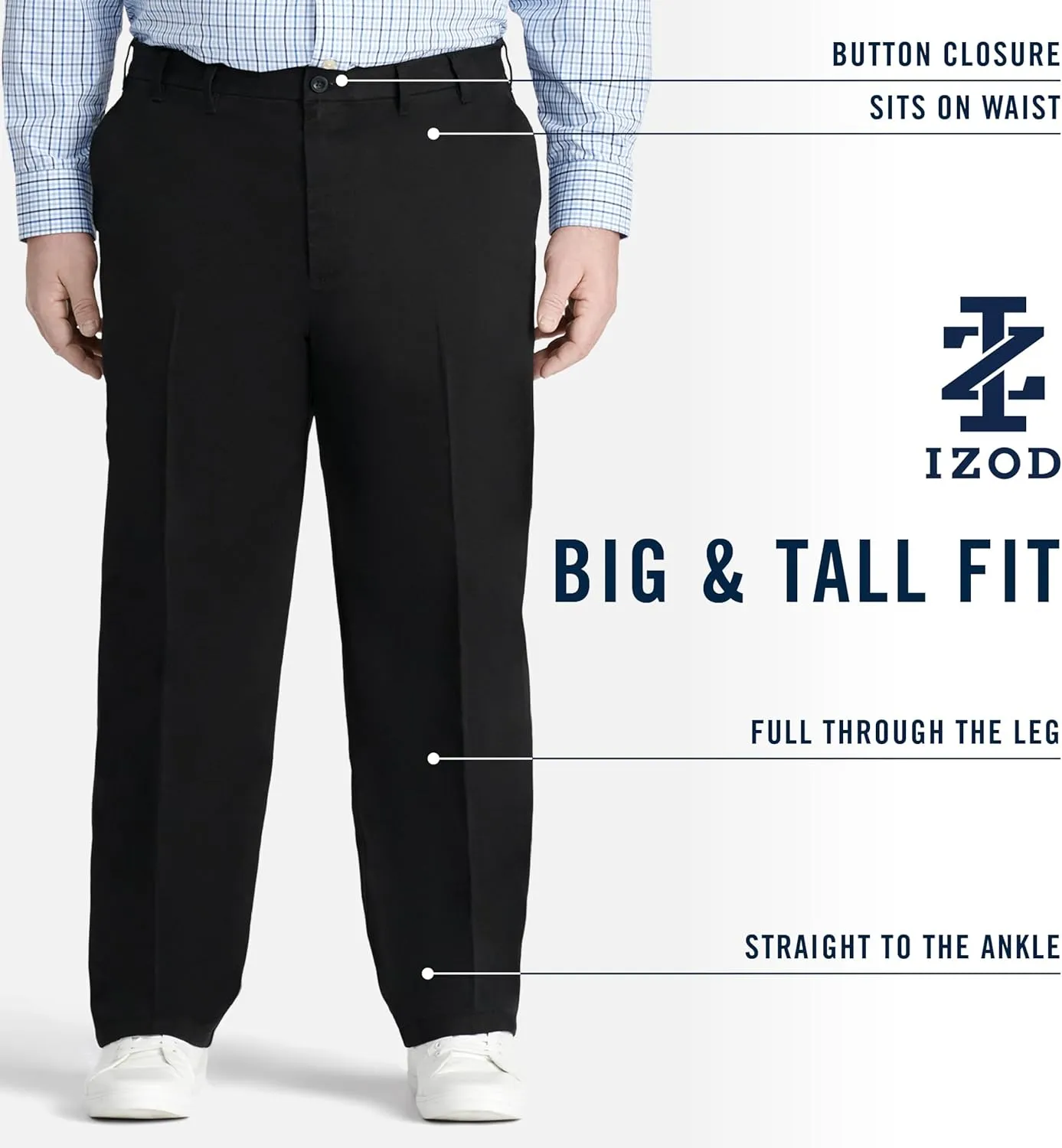 IZOD Men's Big and Tall Performance Stretch Flat Front Pant