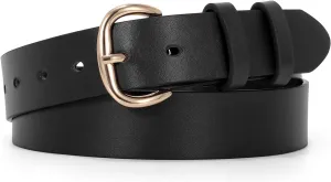 JASGOOD Women Leather Belt for Jeans Pants Gold Buckle Lady Casual Dress Waist Belt