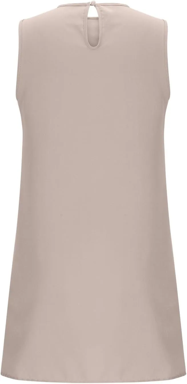 JOAU Summer Dresses for Women 2025 Crew Neck Sleeveless Keyhole Back Beach Sundress Casual Flowy Ruffle Hem Mini Tank Dress