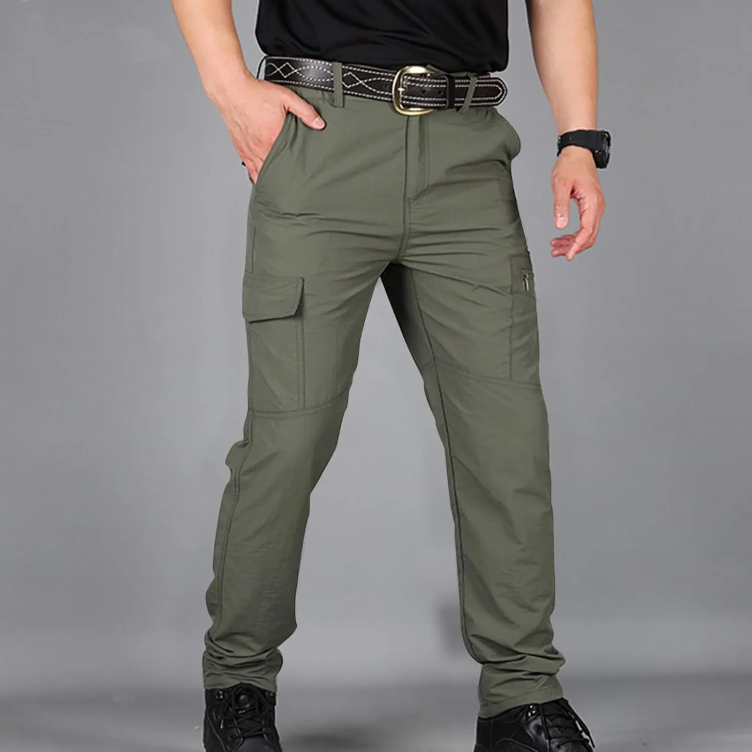 jsaierl Mens Hiking Pants Slim Fit Waterproof Quick Dry Fishing Pants Outdoor Lightweight Travel Climbing Stretch Cargo Pants
