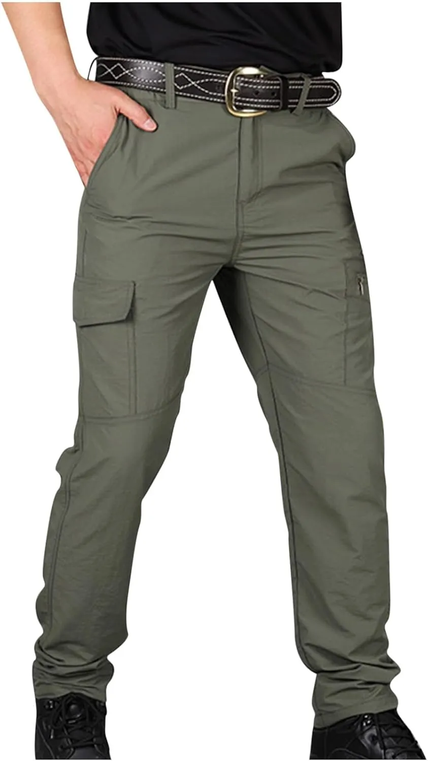 jsaierl Mens Hiking Pants Slim Fit Waterproof Quick Dry Fishing Pants Outdoor Lightweight Travel Climbing Stretch Cargo Pants