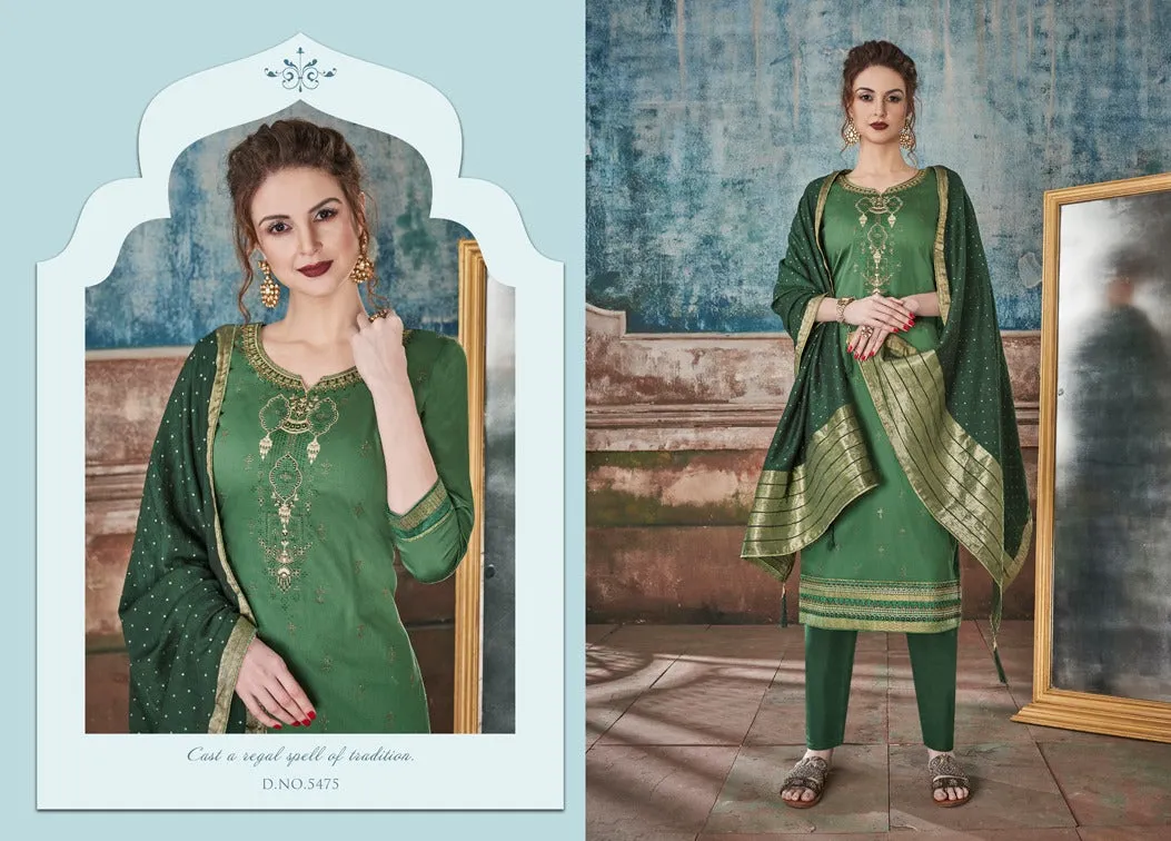 KESSI FABRICS SAUGAT JAM SILK FESTIVE WEAR DRESS MATERIAL WITH EMBROIDERY