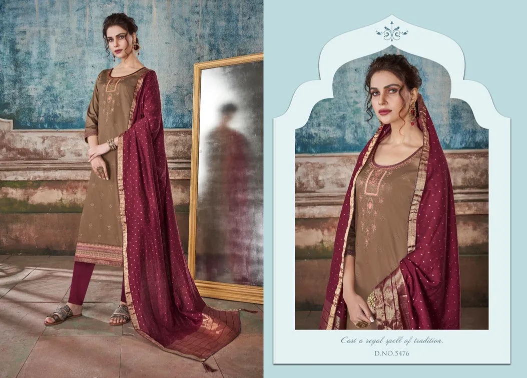 KESSI FABRICS SAUGAT JAM SILK FESTIVE WEAR DRESS MATERIAL WITH EMBROIDERY