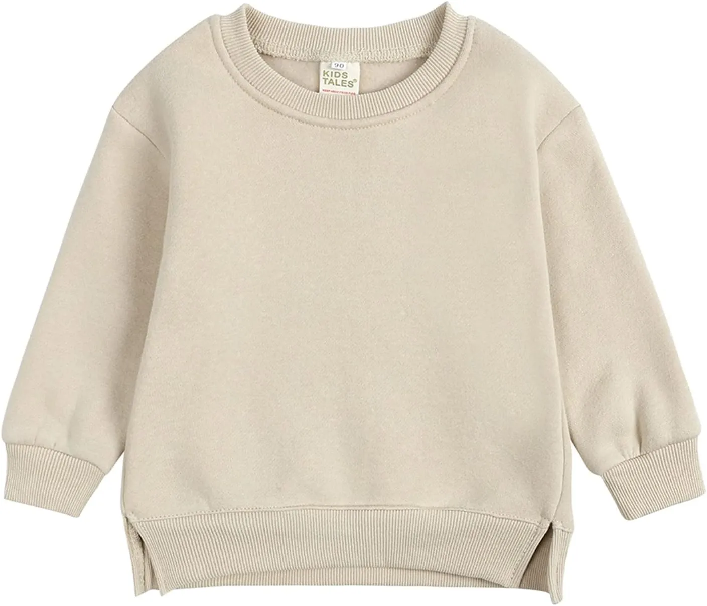 Kids & Toddler Sweatshirt Boys Girls Solid Color Sweatshirt Long Sleeve Crewneck Pullover Fleece Lined Tops