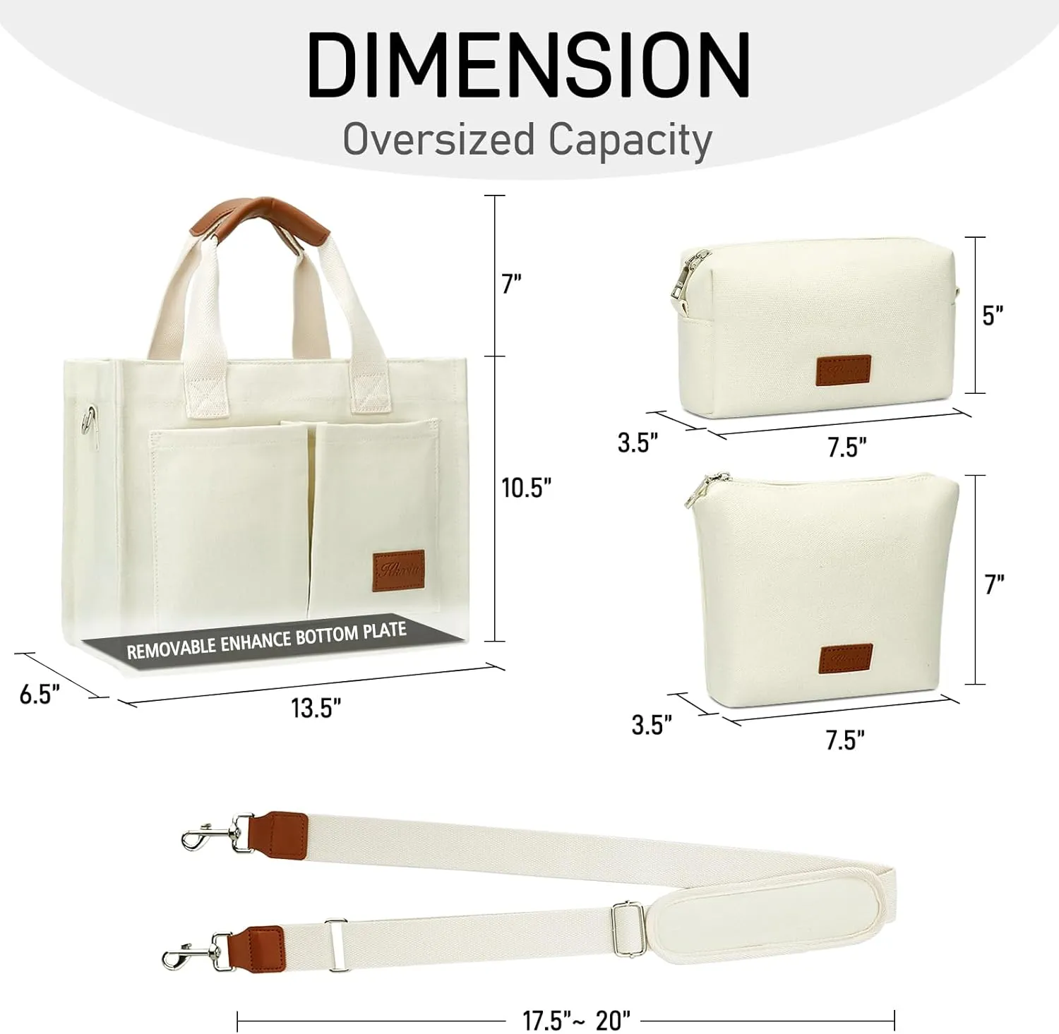 KKXIU Large Canvas Tote Bag for Women with Zipper and Compartments Crossbody Work Bible Messenger Purse Bag With Pockets