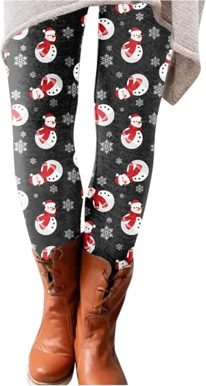 LCMTWX Womens Christmas Leggings Pants Casual Elastic Slim Long Boot Women Pants High Waisted Workout Pants