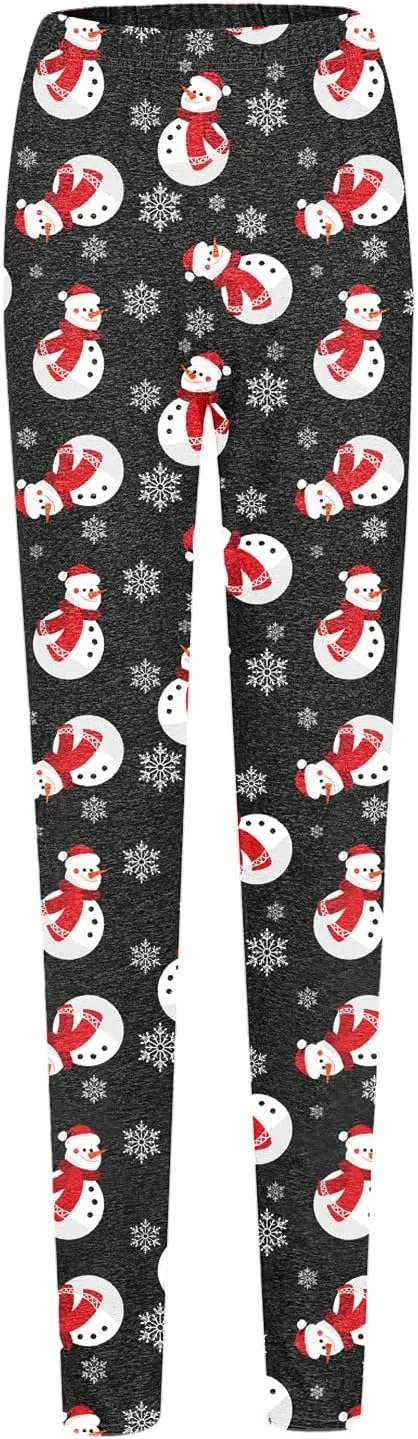 LCMTWX Womens Christmas Leggings Pants Casual Elastic Slim Long Boot Women Pants High Waisted Workout Pants