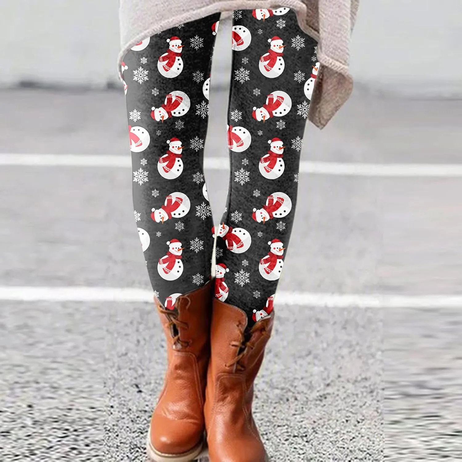 LCMTWX Womens Christmas Leggings Pants Casual Elastic Slim Long Boot Women Pants High Waisted Workout Pants