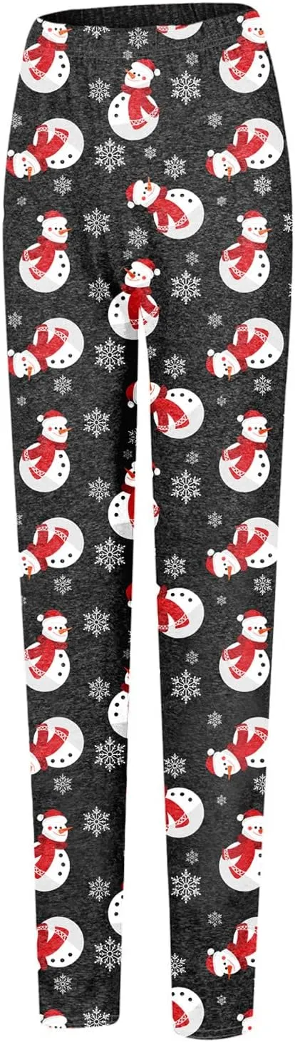 LCMTWX Womens Christmas Leggings Pants Casual Elastic Slim Long Boot Women Pants High Waisted Workout Pants