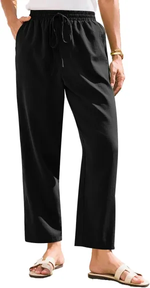 Linen Pants for Women, Linen Casual Pants Straight Leg Plus Size Peasant