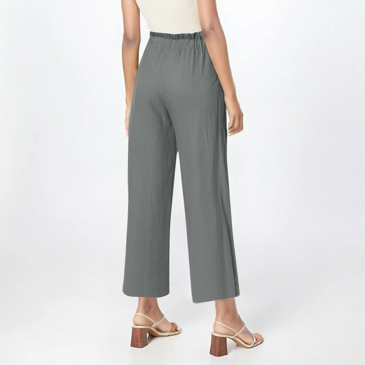 Linen Pants Women,Vacation Outfits Plus Size Beach Shorts Dressy Casual Trouser Gauze Spring Pants for Women