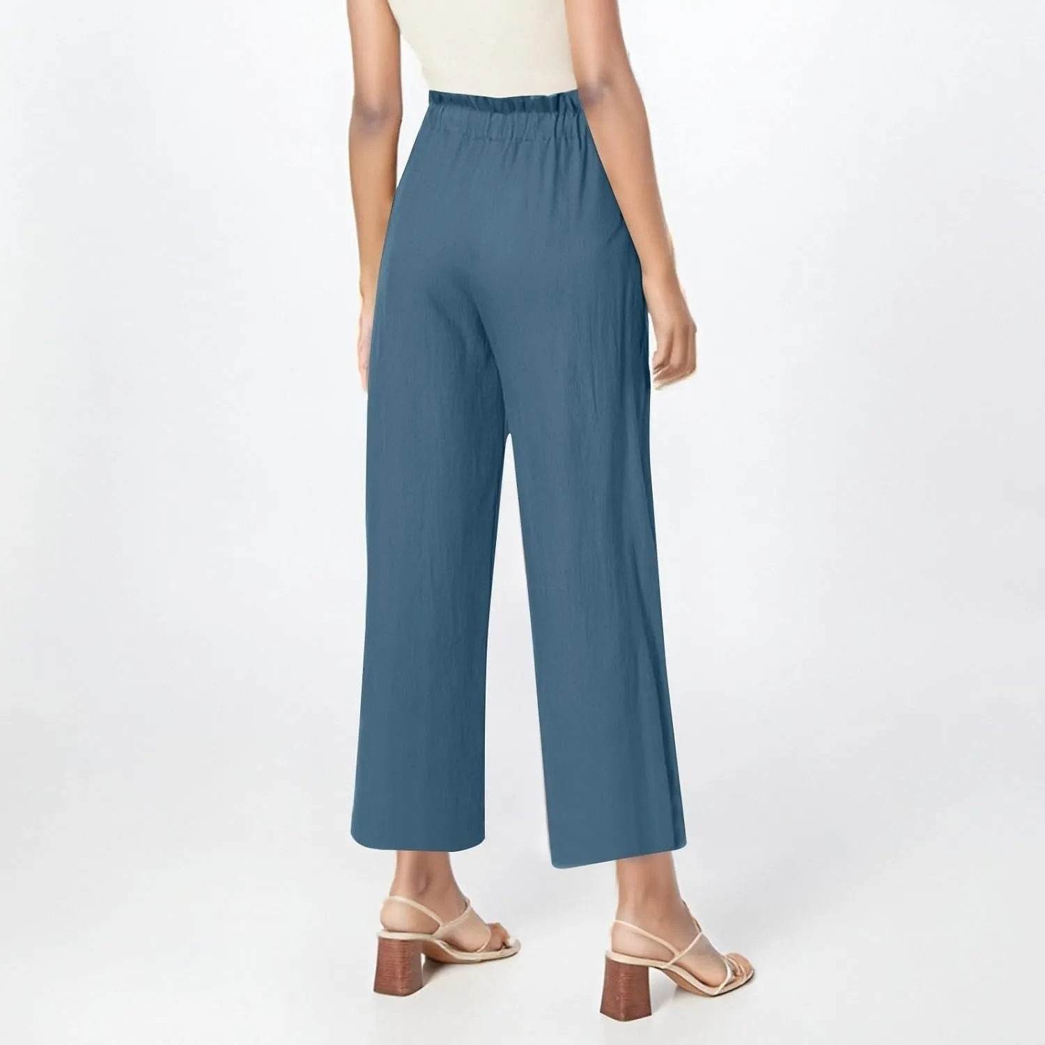 Linen Pants Women,Vacation Outfits Plus Size Beach Shorts Dressy Casual Trouser Gauze Spring Pants for Women