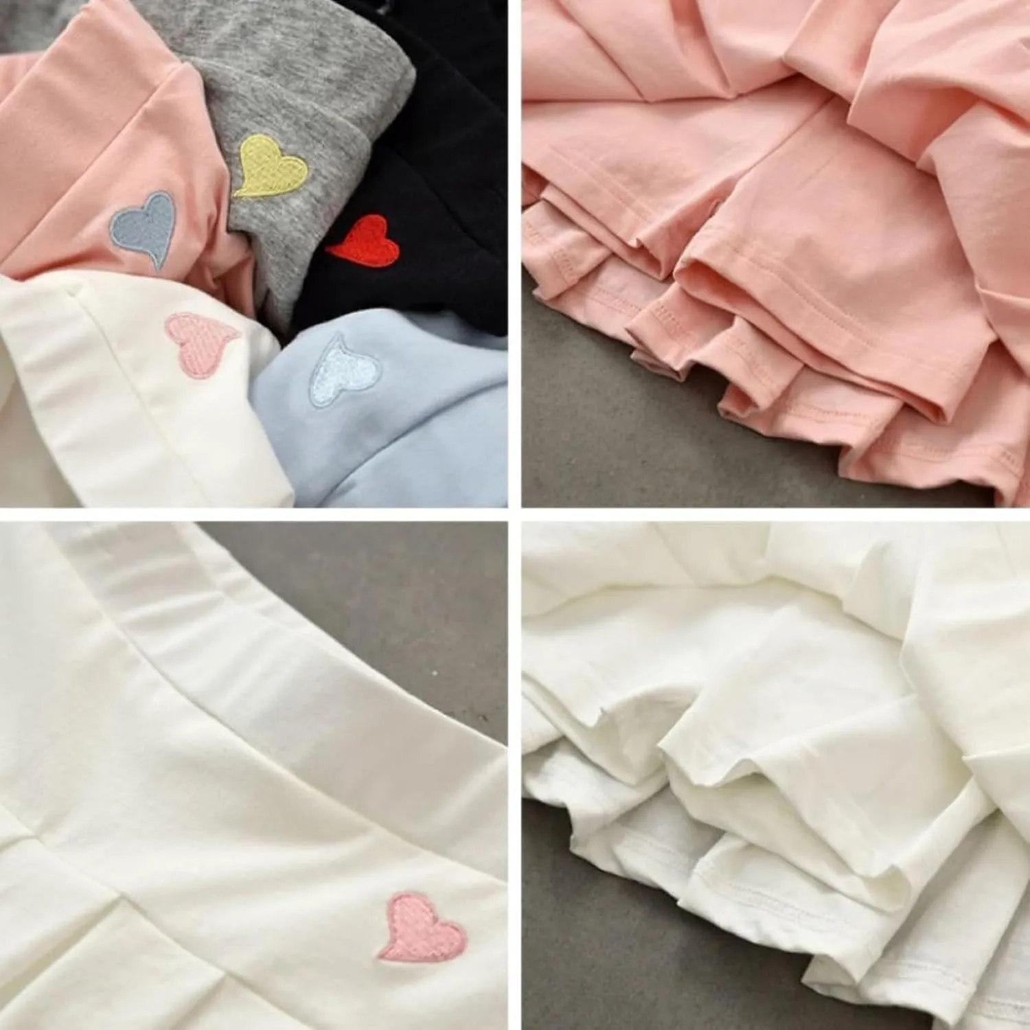 Little Girls Skorts Skirts Heart Print Cotton Pleated Skirt Toddler Cute Casual Trendy School Skirt Prty