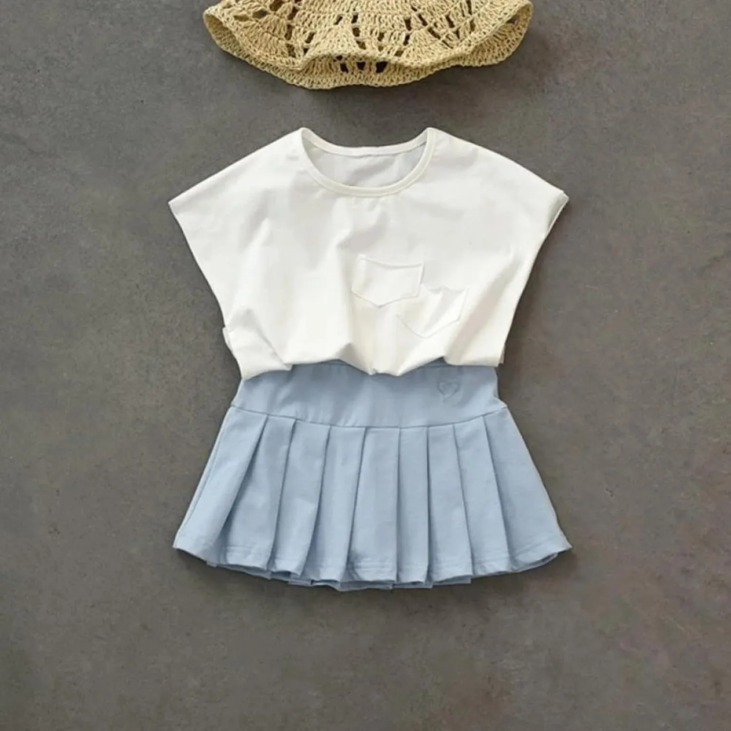 Little Girls Skorts Skirts Heart Print Cotton Pleated Skirt Toddler Cute Casual Trendy School Skirt Prty