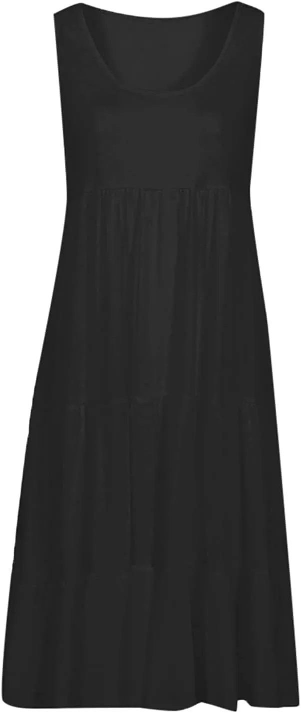 LRMQS Sundresses for Women Casual Beach 2024 Sleeveless Resort Wear Vacation Sun Dresses Tropical Spring Summer Tank Dress