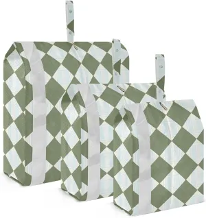 Luggage Space Saver, Luggages Management Personnel, Plaid Green Yellow White, With Zipper, 3 Set Travel Packing Cubes For Suitcases, Garment Bag Closet Storage
