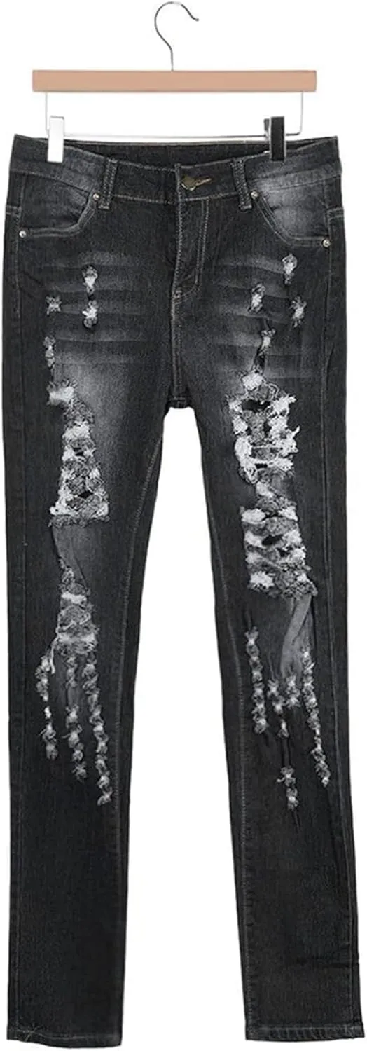 Maiyifu-GJ Button Up High Waisted Jeans for Women Butt Lifting Skinny Jeans Casual Stretch Slim Fit Denim Pants (BlackB1,X-Large)