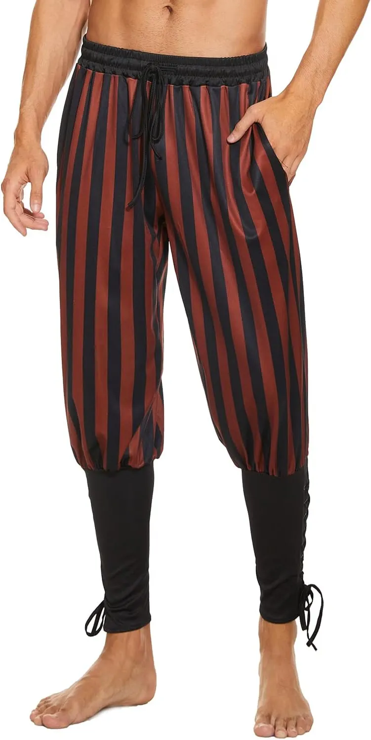 Men's Ankle Banded Pants Medieval Viking Navigator Pirate Costume Trousers Renaissance Gothic Pants