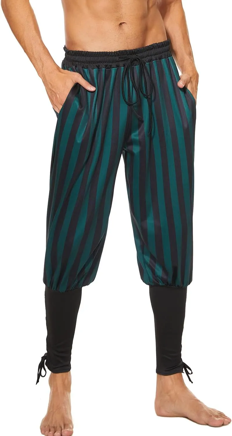 Men's Ankle Banded Pants Medieval Viking Navigator Pirate Costume Trousers Renaissance Gothic Pants