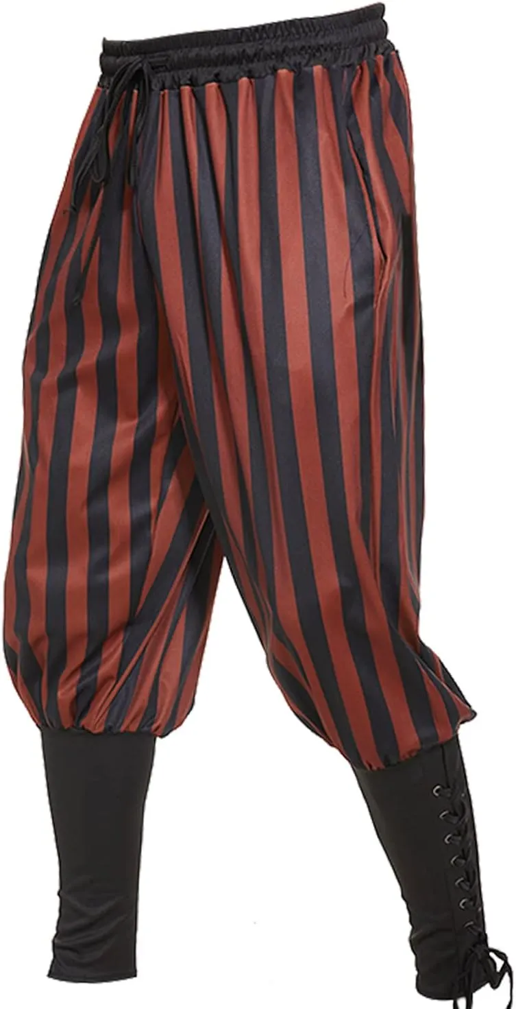 Men's Ankle Banded Pants Medieval Viking Navigator Pirate Costume Trousers Renaissance Gothic Pants