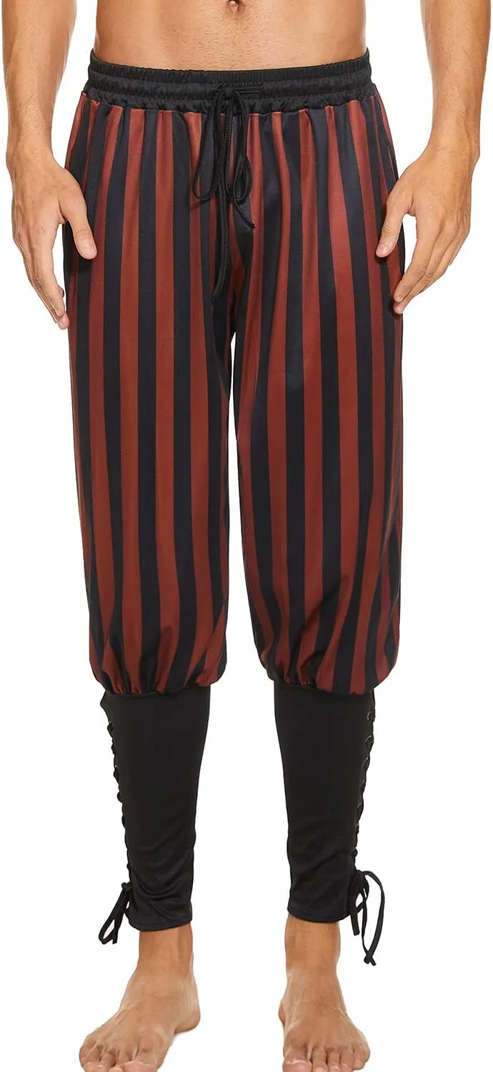 Men's Ankle Banded Pants Medieval Viking Navigator Pirate Costume Trousers Renaissance Gothic Pants