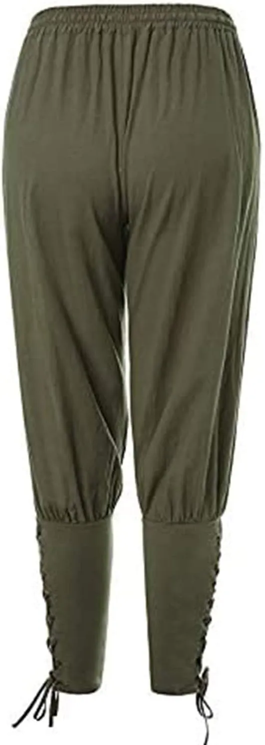 Men's Ankle Banded Pants Medieval Viking Navigator Pirate Costume Trousers Renaissance Gothic Pants