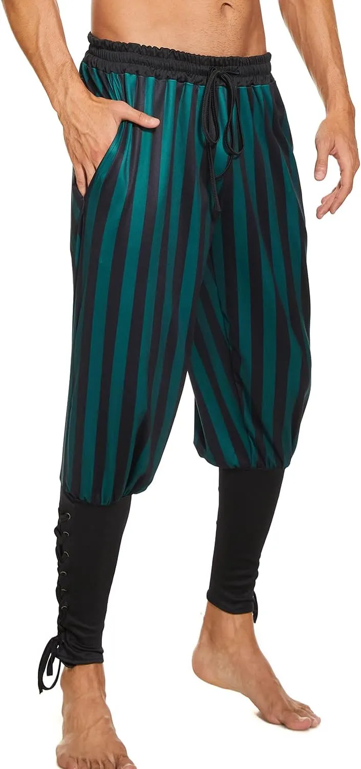 Men's Ankle Banded Pants Medieval Viking Navigator Pirate Costume Trousers Renaissance Gothic Pants
