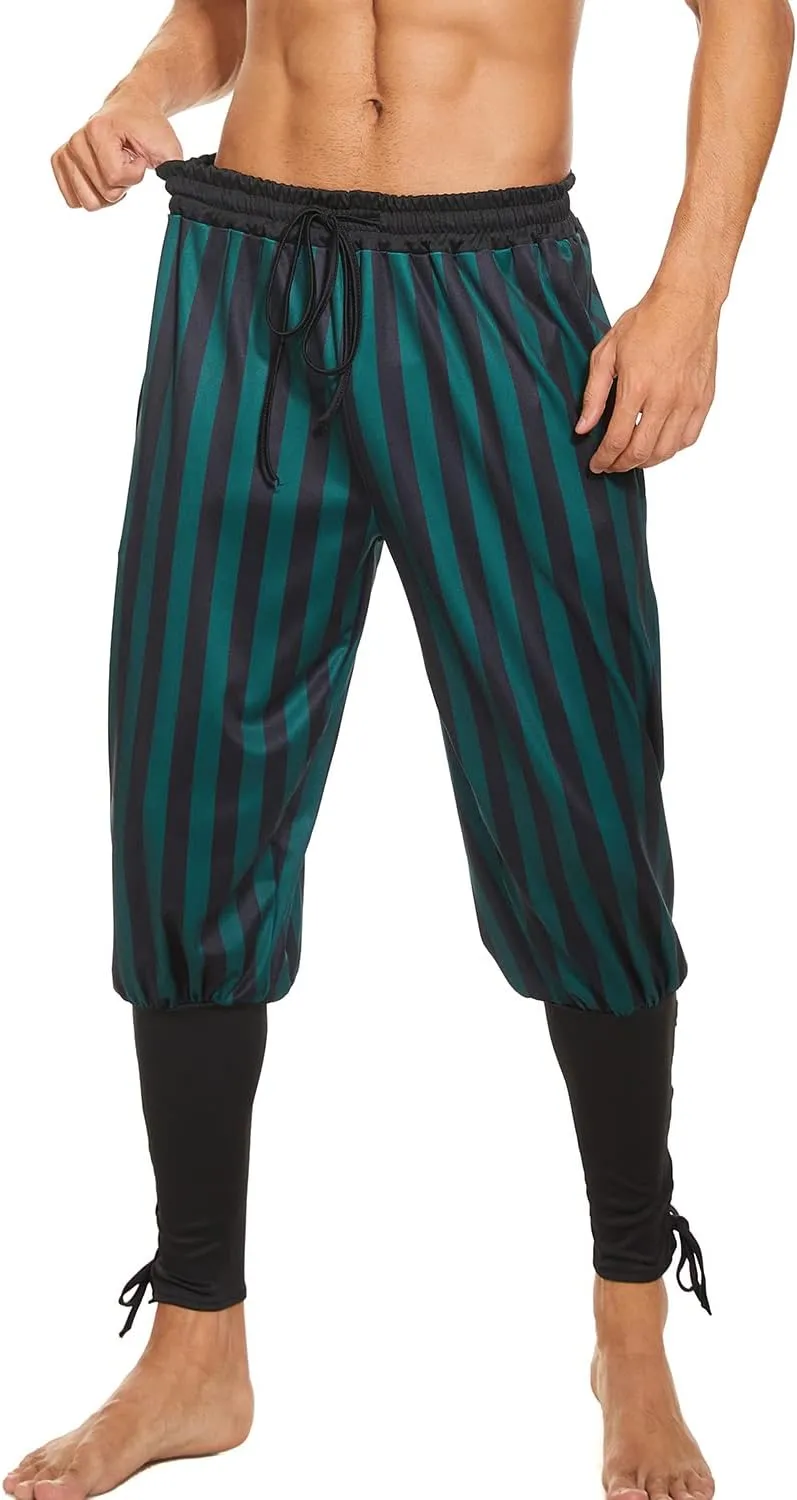 Men's Ankle Banded Pants Medieval Viking Navigator Pirate Costume Trousers Renaissance Gothic Pants