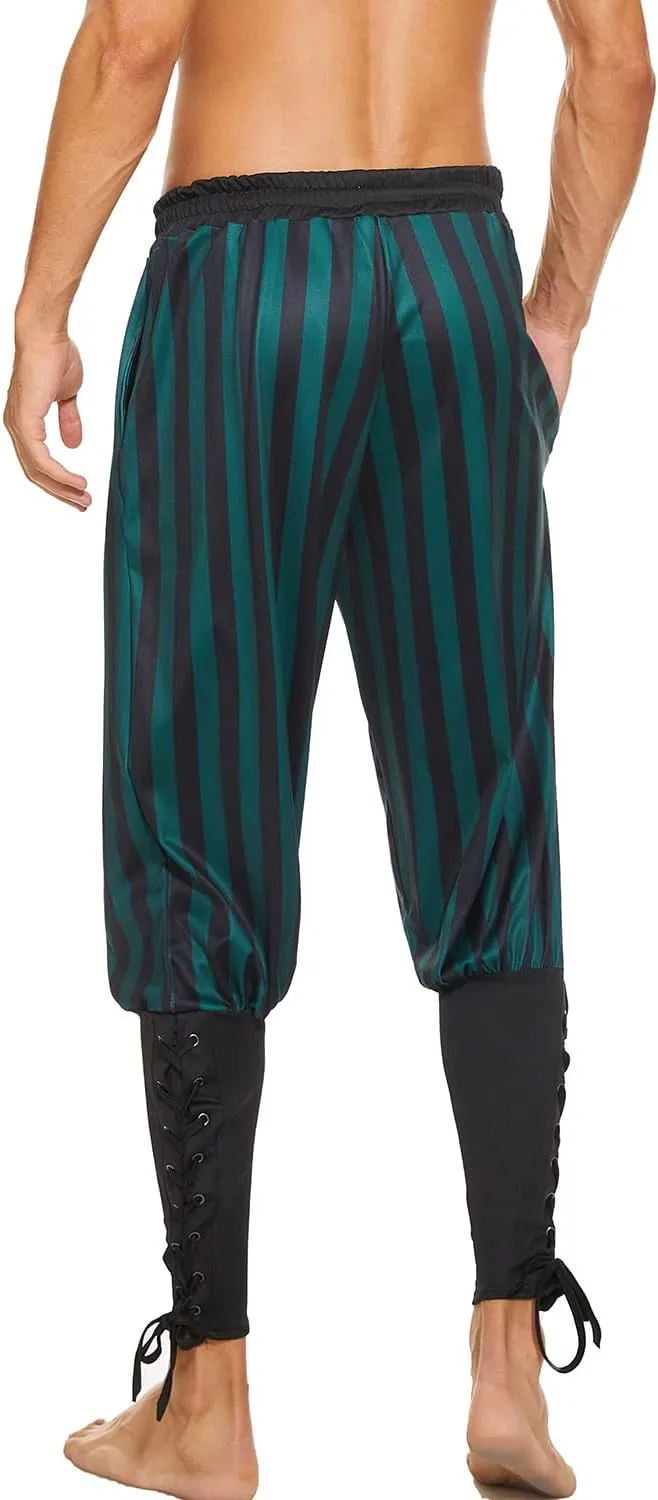Men's Ankle Banded Pants Medieval Viking Navigator Pirate Costume Trousers Renaissance Gothic Pants