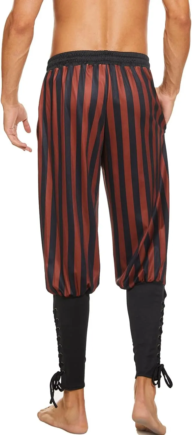 Men's Ankle Banded Pants Medieval Viking Navigator Pirate Costume Trousers Renaissance Gothic Pants