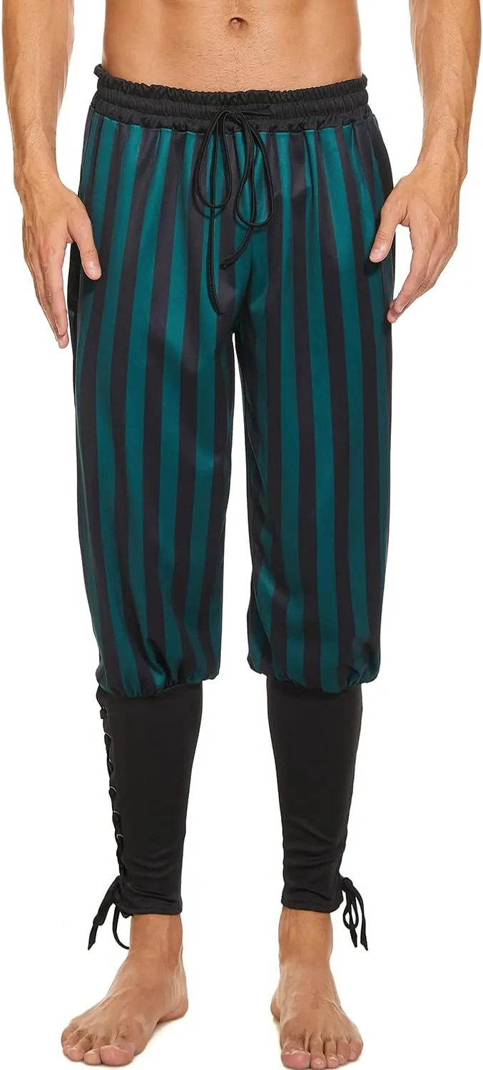 Men's Ankle Banded Pants Medieval Viking Navigator Pirate Costume Trousers Renaissance Gothic Pants