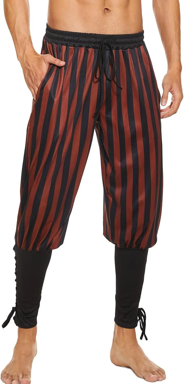 Men's Ankle Banded Pants Medieval Viking Navigator Pirate Costume Trousers Renaissance Gothic Pants