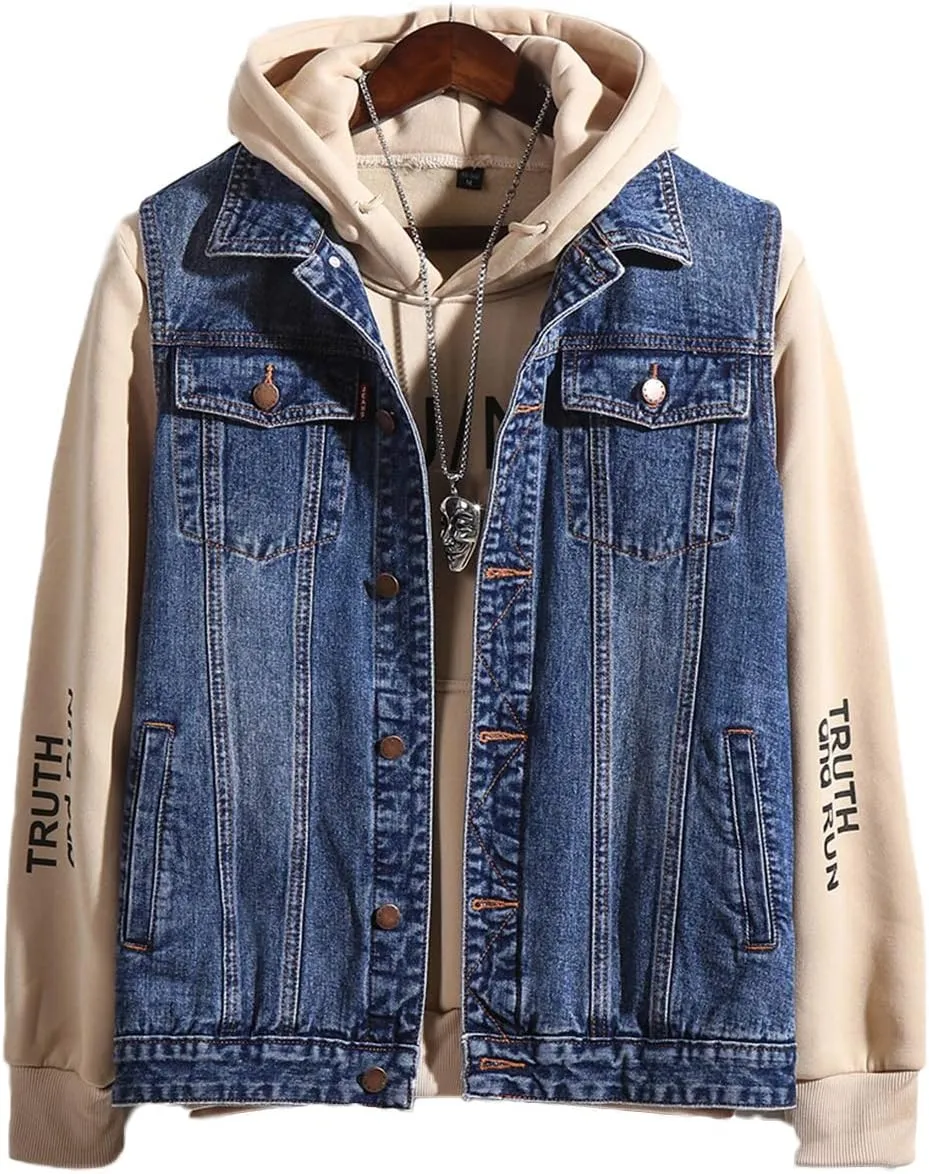 Men's Casual Button Up Denim Vest Vintage Sleeveless Jeans Vest Jacket