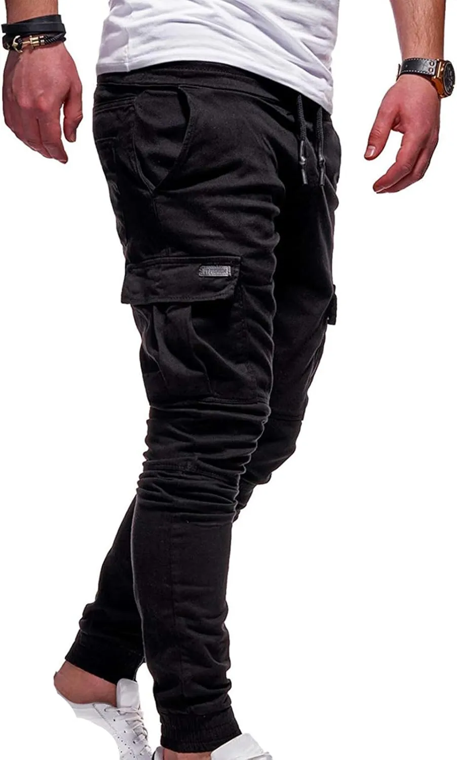 Mens Casual Joggers Pants Slim Fit Stretch Drawstring Cargo Pants Hiking Outdoor Track Jogging Sweatpants
